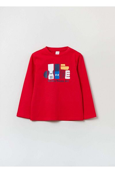 Ovs Disney T-Shirt With Mickey Mouse Print And Long Sleeves