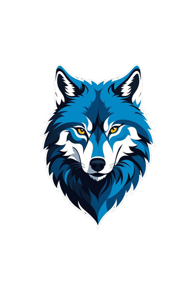 MKARAKAN Autocolant Rvell Blue Wolf pentru mașină, motocicletă și laptop 15x15cm