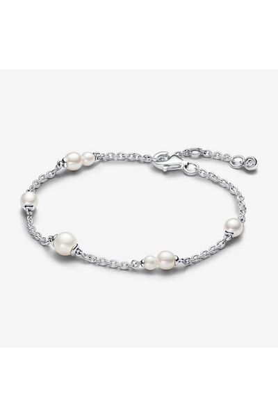 Pandora Classic chain bracelet with freshwater pearls 925 Silver - 18cm