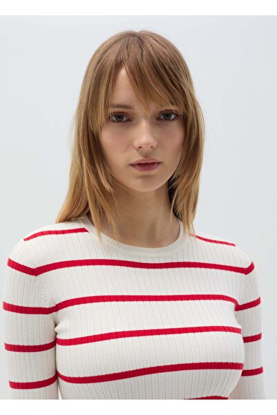 Ovs Flat Ribbed Top With Striped Pattern