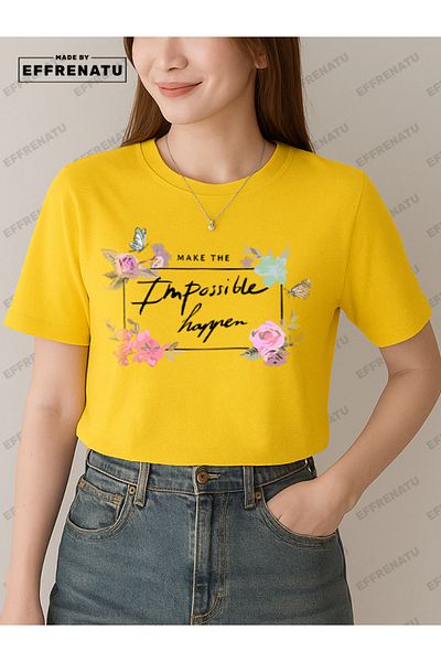 EFFRENATU Plus Size T-Shirt with Floral Print and Distinctive Colors for Women