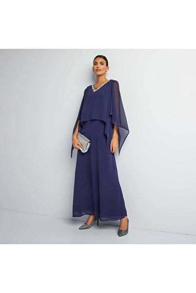 KİABİ Long dress with sequins BLUE