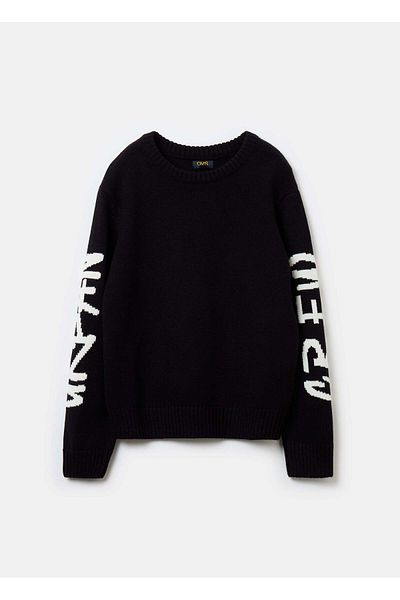 Ovs Oversized Pullover With Jacquard Lettering