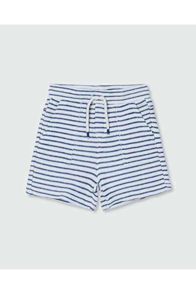 Ovs شورت قطني مخطط للأطفال الأولاد مع رباط