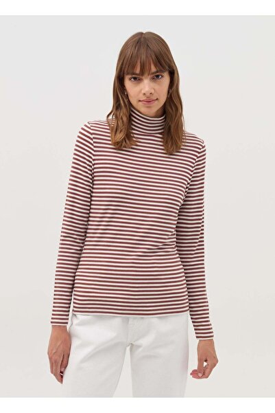 Ovs Striped T-Shirt With Mock Neck