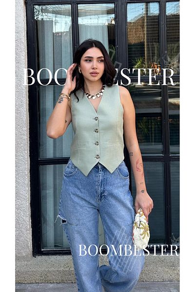 BoomBester Women's Lined Linen Flam Vest