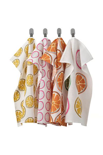 co arma Tea towel, patterned/orange, 45x60 cm, 4 pieces
