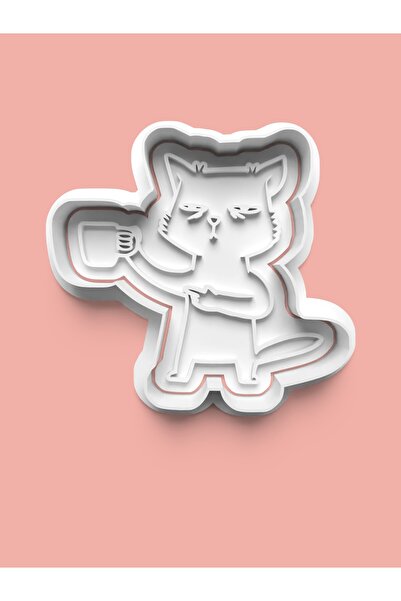 AKTASTORE قالب بسكويت القطط الذي يشرب الشاي - قالب عجينة السكر المرح 0429-1