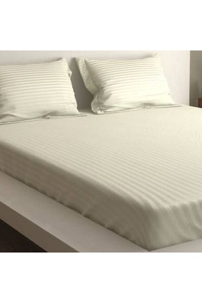 Pucioasa Polycotton damask bed cover with elastic for mattress 90x200cm, ecru