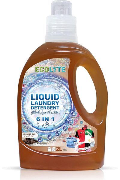 ECOLYTE+ Liquid Laundry Detergent, All Washing Machines, 6 in 1 Deep Clean Tech - (Morning Oud, 2 Liter)