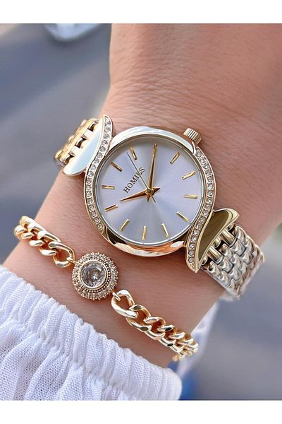 Homies Steel Cord 2 Years Warranty 30 Mt Water Resistant Women Wrist Watch+Bracelet Hm.B60S01.2