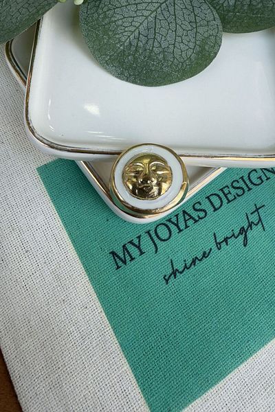My Joyas Design Bronze White Enamel Face Ring