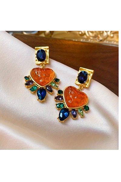 mos&more Brand Earrings, Lightweight Women's Earrings with Orange Beads