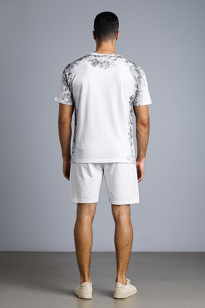 FRANCO RENZO White Panel Printed Basic Men's Shorts Set