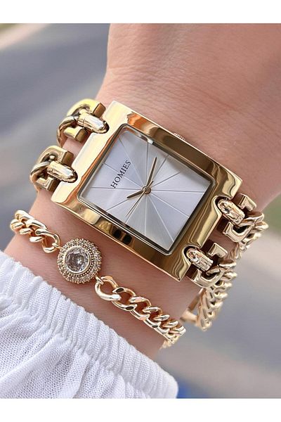 Homies Steel Cord 2 Years Warranty 30 Mt Water Resistant Women Wrist Watch+Bracelet Hm.B0146Sr
