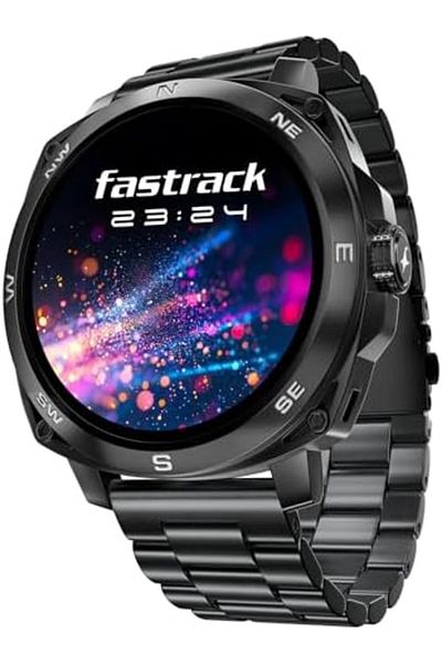 FASTRACK Radiant FX3 Smart Watch, 3.63 cm AMOLED Round Display, Bluetooth Calling, Black Metal Band