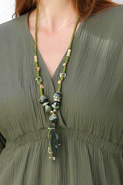 Chiccy Seashell Bead Long Design Necklace