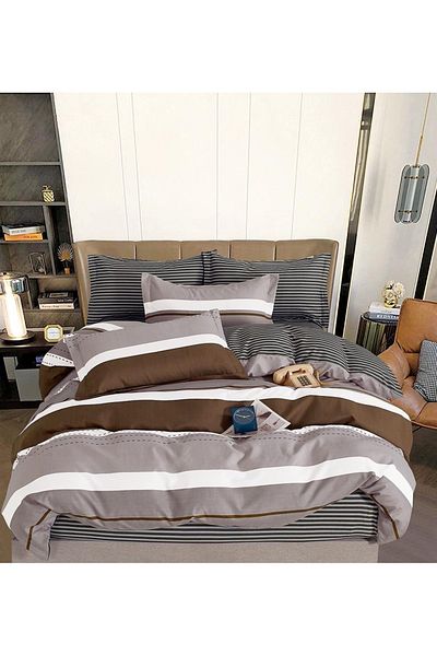 CHIRASO FINE Cotton Bedding Set, ELASTIC Sheet 180x200+25cm, Duvet Cover 200x230cm 4 Pillowcases