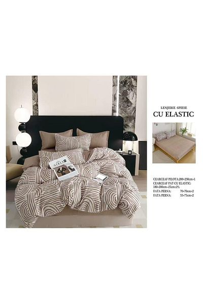 CHIRASO FINE Cotton Bedding Set, ELASTIC Sheet 180x200+25cm, Duvet Cover 200x230cm 4 Pillowcases