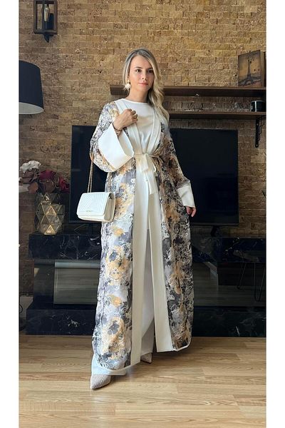 Cardella Design Triple Suit, Embroidered Chiffon Jacket Triple Suit, Pants Triple Suit