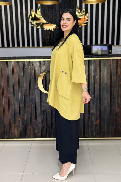 GÖKSEL Asymmetric Cut Large Size Suit Green