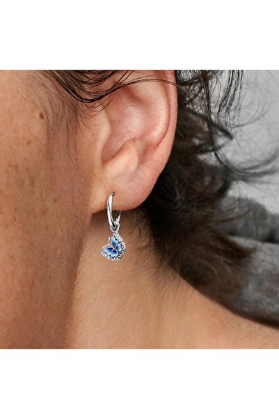 Pandora Cercei rotunzi cu fluturi albastri Zirconiu si Argint 925