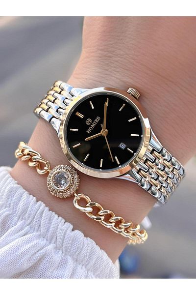 Homies Steel Cord 2 Years Warranty 30 Mt Water Resistant Women Wrist Watch+Bracelet Hm.06S01.4