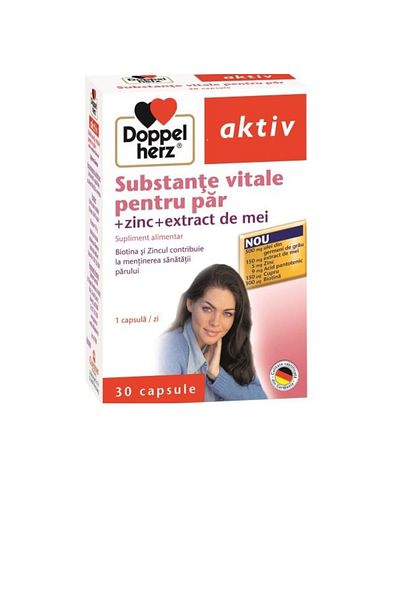 Doppelherz Substanțe Vitale pentru Păr + Zinc + Extract de Mei
