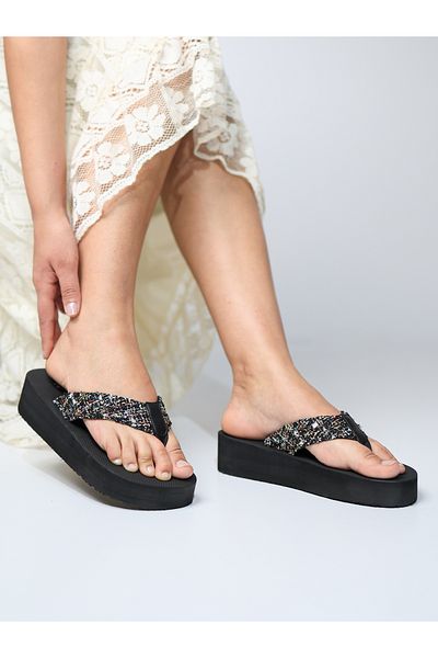 HANOX Talia Retro Wedge Heel Women's Flip Flops Beach Slippers Flip Flops (4.5) cm