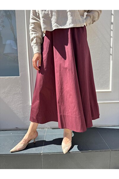 QOOQ STORE Γυναικεία φούστα με φουσκωτό τύπο, μπορντό