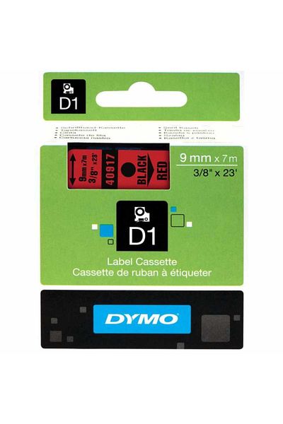 PUUN Dymo D1 40917 S0720720 9 mm Black Text Ribbon Label Cassette to Compatible Red Label