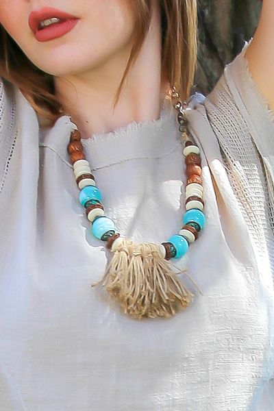 Chiccy Bohemian Design Necklace with Tassel Detail and Colorful Beads