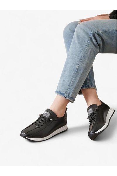 Tomato Bags Women's Faux Leather Skin Black White Rubber Laced Orthopedic Sole Casual Sports Shoes