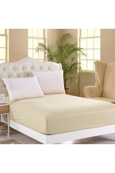 Pucioasa Knitted bed cover with elastic mattress 100x200cm, cream