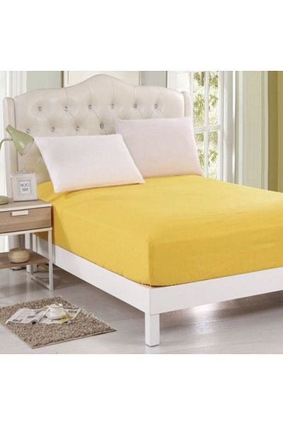 Pucioasa Husa pat tricot cu elastic saltea 140x200cm, galben