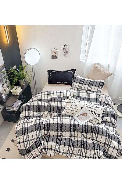 CHIRASO FINE Cotton Bedding Set, ELASTIC Sheet 180x200+25cm, Duvet Cover 200x230cm 4 Pillowcases