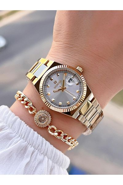 Homies Steel Cord 2 Years Warranty 30 Mt Water Resistant Women Wrist Watch+Bracelet Hm.26S01.2