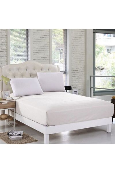 Pucioasa Knitted bed cover with elastic mattress 140x200cm, white
