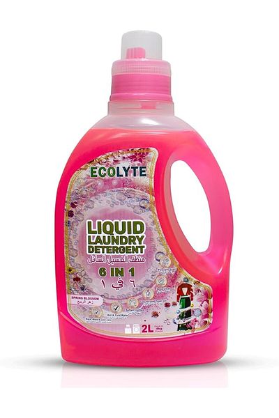 ECOLYTE+ Liquid Laundry Detergent, All Washing Machines, 6 in 1 Deep Clean Tech - (Spring Blossom, 2 Liter)