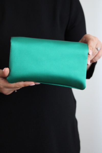 mossi Aron Atelier Satin Faux Leather Bow Detailed Chain Strap Evening Dress Clutch Bag