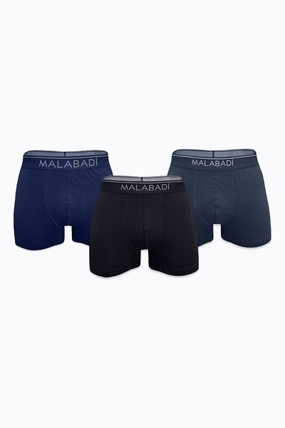 Malabadi Men's Black Smoked Navy Blue 3-Piece Premium Collection Modal Boxer 3m252
