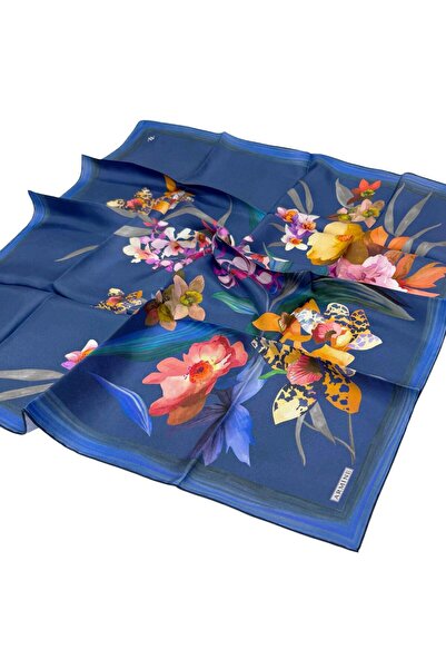 Armine Шовковий шарф 2025 Зима - 9215-80 Синій твіл