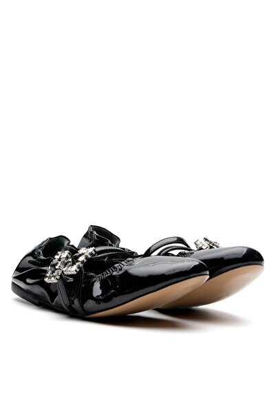 Sofia Baldi Cobal Black Patent Leather Women's Ballerinas
