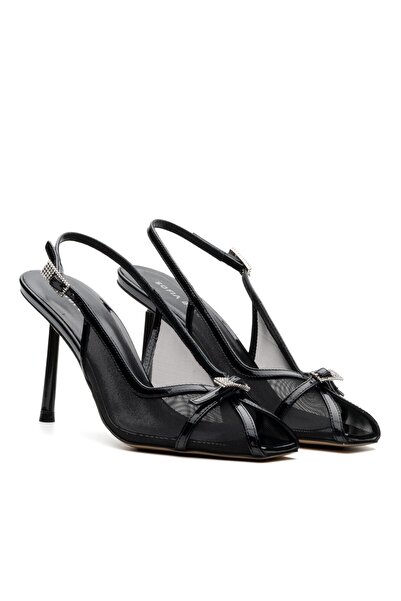 Sofia Baldi Secret Black Textile Women's Heel Sandals