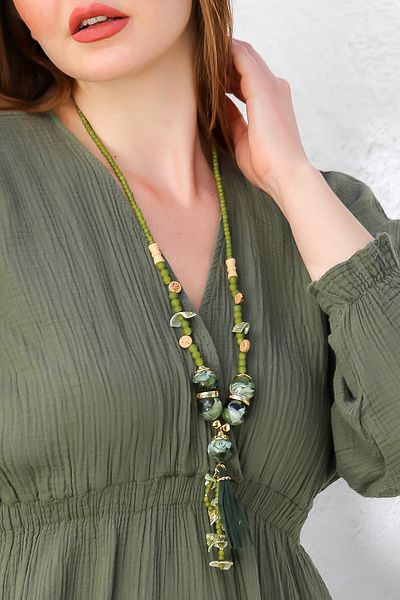 Chiccy Seashell Bead Long Design Necklace