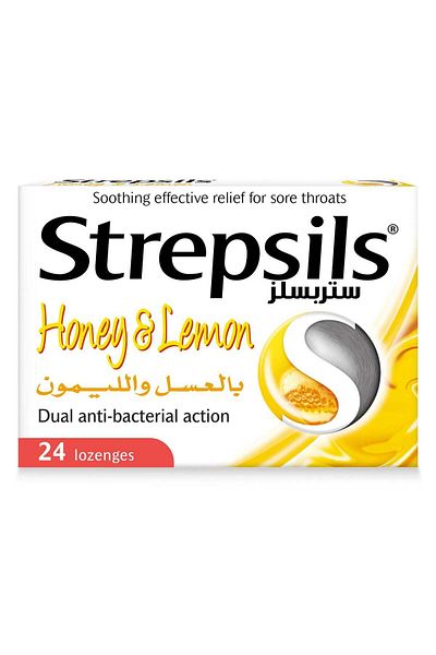 STREPSİLS Honey And Lemon Dual Anti-Bacterial Action Fast Effective Relief From Sore Throats 24 Loze