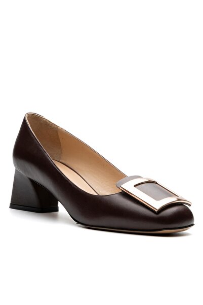 Sofia Baldi Gesa Brown Genuine Leather Women's Thick Heel