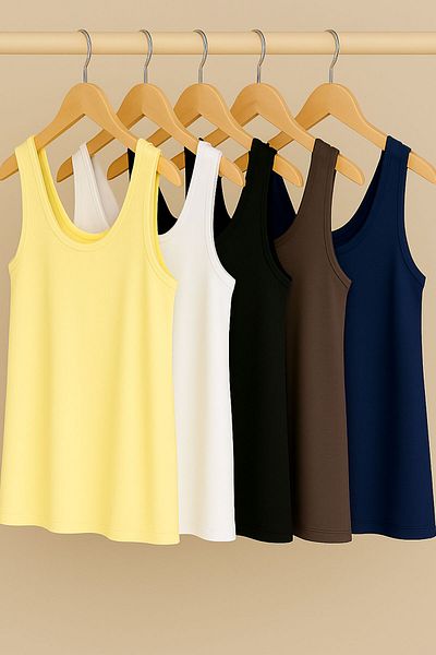 EFFE 5 Pieces Cotton Supreme Combed Cotton Strap Blouse