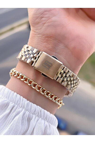 Homies Çelik Kordon 2 Yıl Garantili 30 Mt Suya Dayanıklı Kadın Kol Saati+Bileklik HM.33S01.2