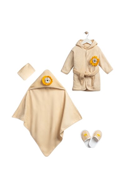 mdrandy LÜX BORNOZ SETİ ORGANİK KİNG ASLAN,YENİDOĞAN 1-3 AY